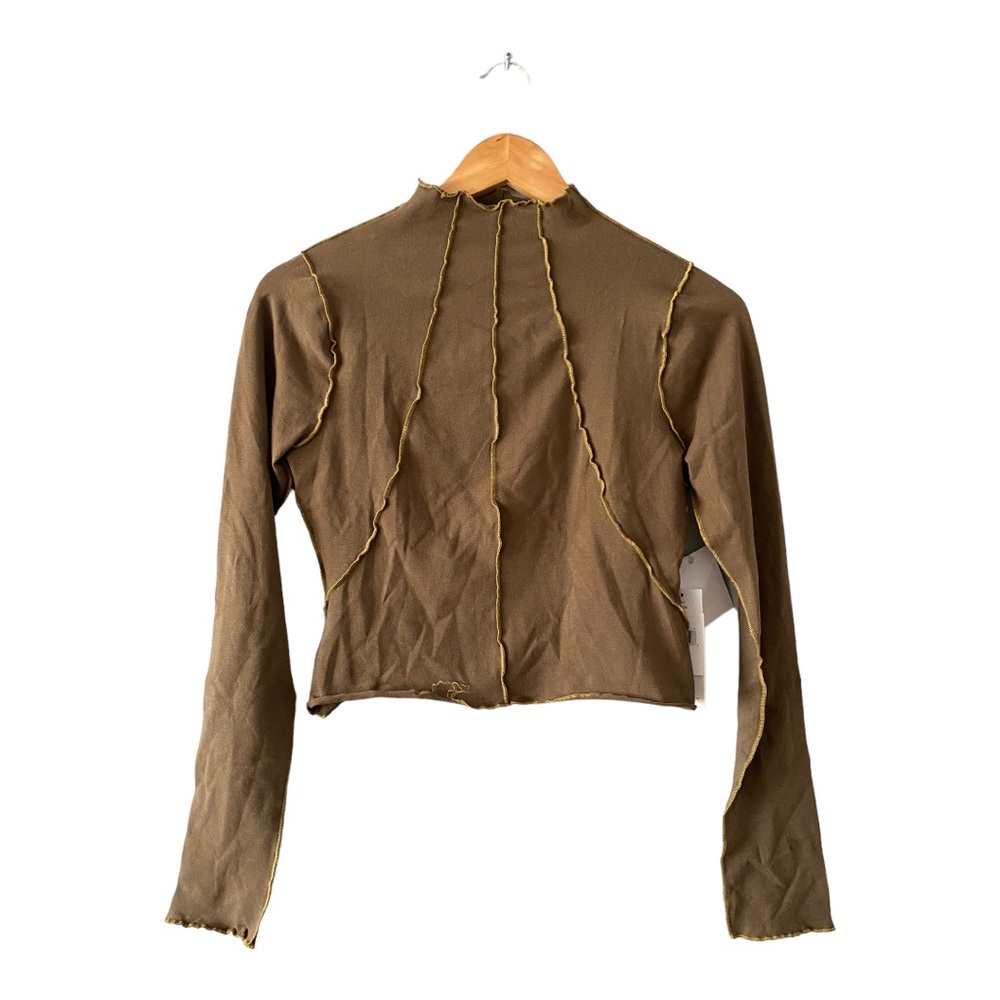 NWT Good American Cotton Exposed Seam Crop Long Sleeve Top 3